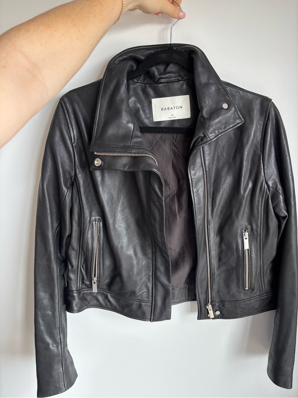 Babaton Black Leather Biker Jacket - Women's